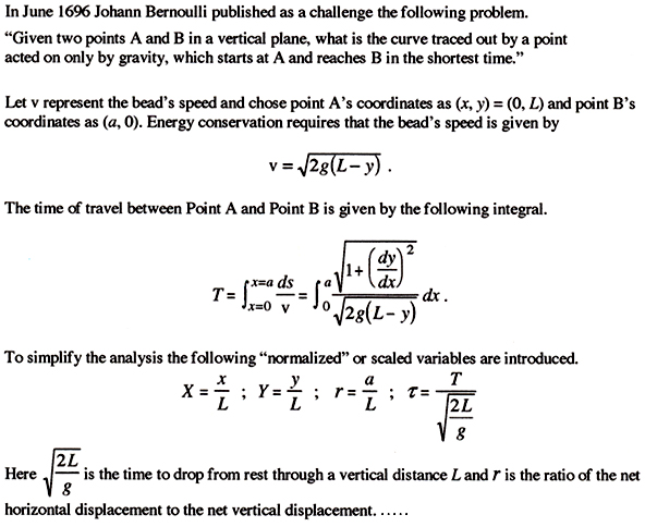Brachistochrone Equations