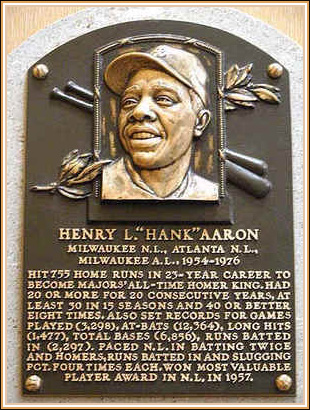 Aaron Hall of Fame plaque