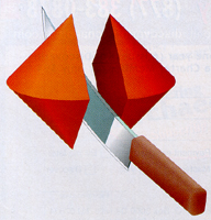 Slice the two joined cones.
