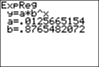 eponential regression equation